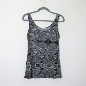 BKE boho black gray paisley tank top camisole